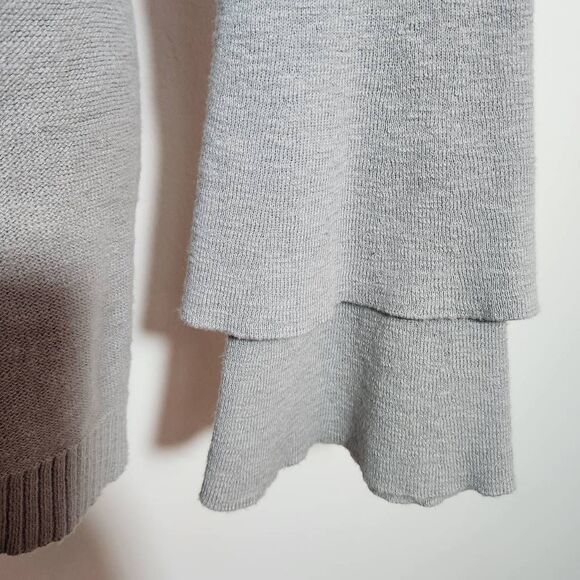 J. Crew Gray Cardigan Sweater with Ruffle Sleeves Size Medium Gray Open Cardigan - Picture 4 of 10